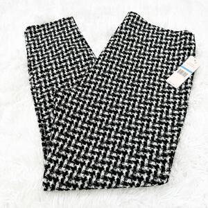 Nanette Lepore Black White Houndstooth Stretch Pants XL Slim Ankle Career